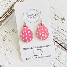 Load image into Gallery viewer, Small Teardrop Earrings: Pink Doodle Dots