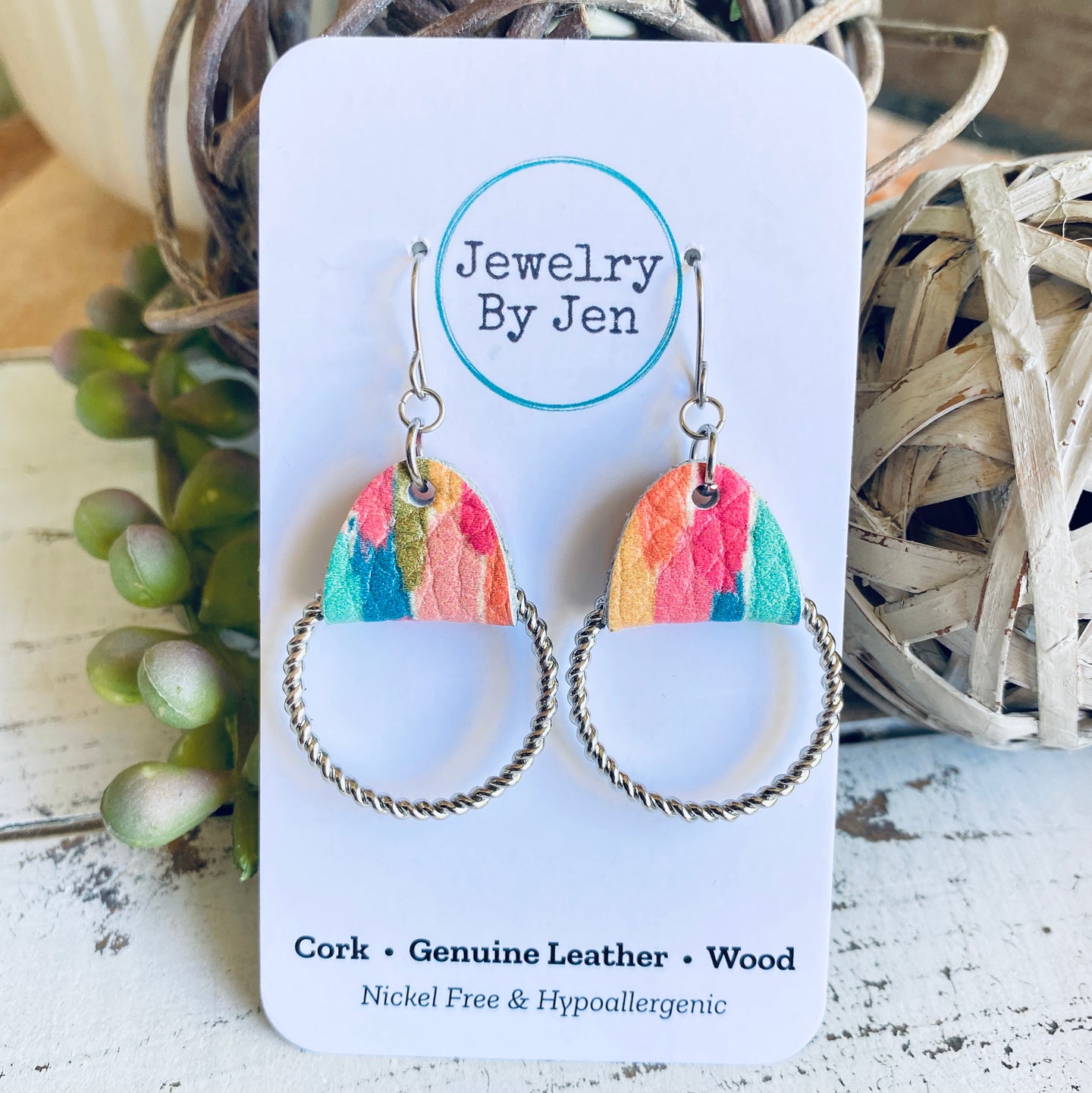 Twisted Hoop Earrings: Colorful Brushstrokes