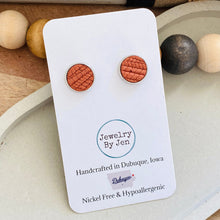 Load image into Gallery viewer, Stud Earrings: Rust Palm Leather