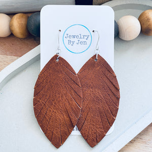 Fringe Leaf Earrings: Brown