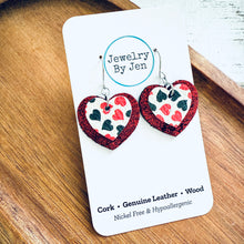 Load image into Gallery viewer, Heart Earrings: Queen of Hearts &amp; Red Crackle