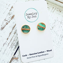 Load image into Gallery viewer, Stud Earrings: Aqua Bronze