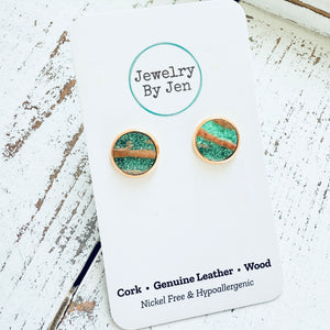 Stud Earrings: Aqua Bronze