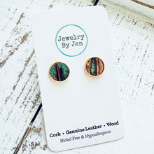 Load image into Gallery viewer, Stud Earrings: Aqua Bronze