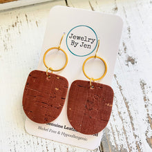 Load image into Gallery viewer, Boho Dangle Earrings: Cinnamon Cork w/Gold Accents