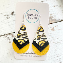 Load image into Gallery viewer, Triple Stacked Teardrop Earrings: Iowa Hawkeyes Collage