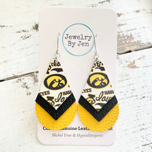 Load image into Gallery viewer, Triple Stacked Teardrop Earrings: Iowa Hawkeyes Collage