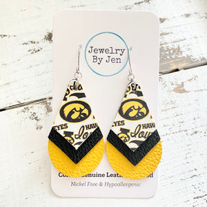 Triple Stacked Teardrop Earrings: Iowa Hawkeyes Collage