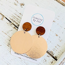Load image into Gallery viewer, Wood Stud Earring: Smooth Rose Gold Metallic