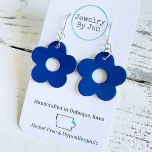 Petite Flower Earrings: Royal Blue