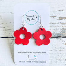 Load image into Gallery viewer, Petite Flower Earrings: Red