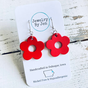 Petite Flower Earrings: Red