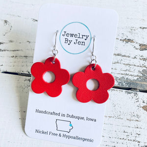 Petite Flower Earrings: Red