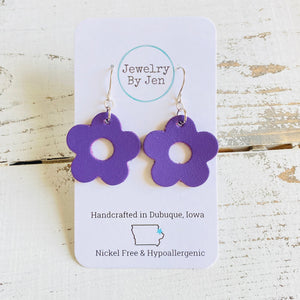 Petite Flower Earrings: Purple
