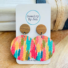 Load image into Gallery viewer, Wood Stud Earring: Colorful Brushstrokes