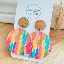 Load image into Gallery viewer, Wood Stud Earring: Colorful Brushstrokes