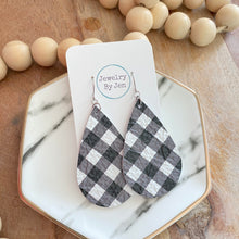 Load image into Gallery viewer, Large Teardrop: White &amp; Black Buffalo Plaid