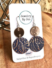 Load image into Gallery viewer, Rose Gold &amp; Navy Western Earrings
