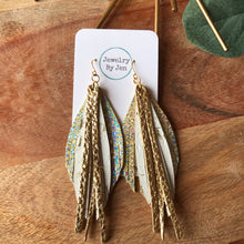 Load image into Gallery viewer, Fringe Earrings: Holographic Crackle, White Wildwood &amp; Gold