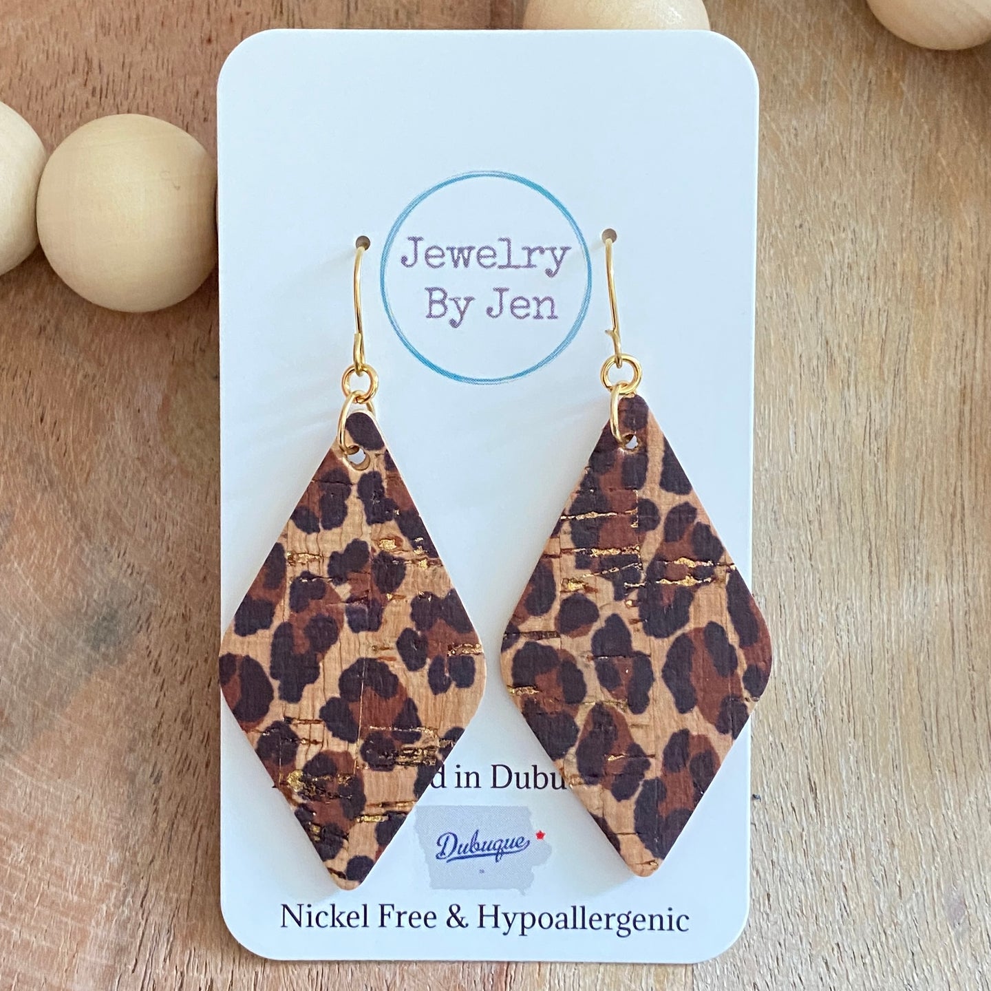Lora Earrings: Cheetah Cork